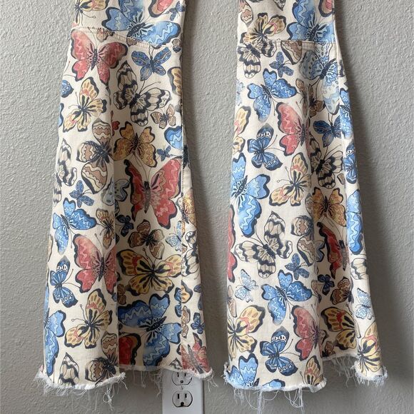 Free People We The Free Just Float On Flare Leg Jeans Butterfly Print - Picture 8 of 10